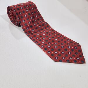 Vintage Tommy Hilfiger 100% Silk Red Multiprint Necktie Classic Business Wedding